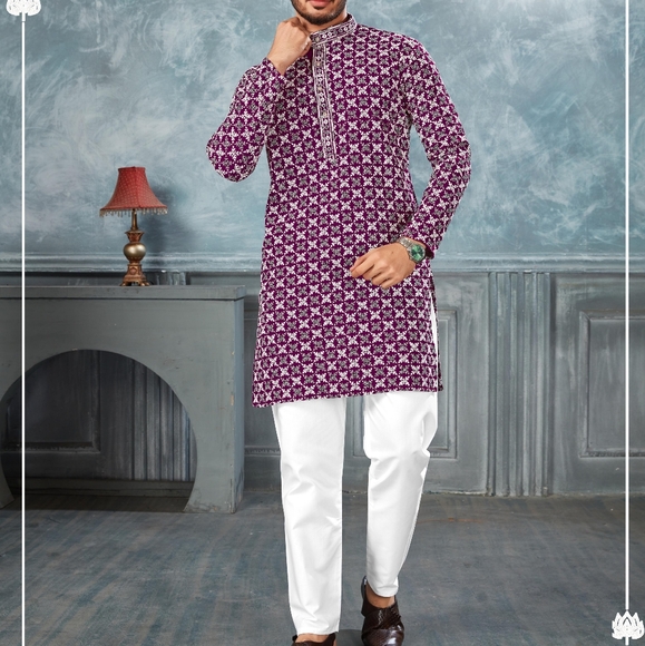 Men's Indian Clothes Kurta & Pajama Men's Navratri kurta Garba clothes for men - Picture 4 of 14